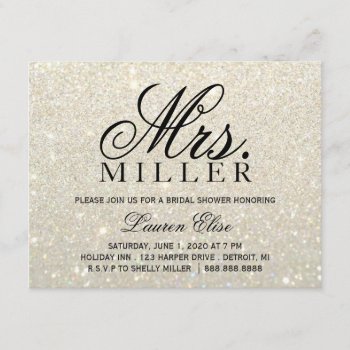 Invite - White Gold Glit Fab Mrs. Bridal Shower 2 by Evented at Zazzle