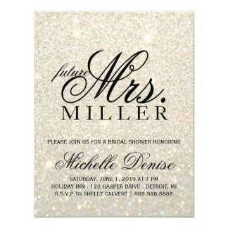 Invite - White Gold Glitter Fab future Mrs. Bridal