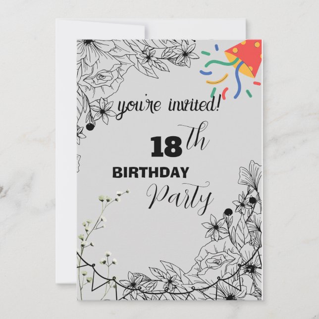 invited birthday party invitation (Front)