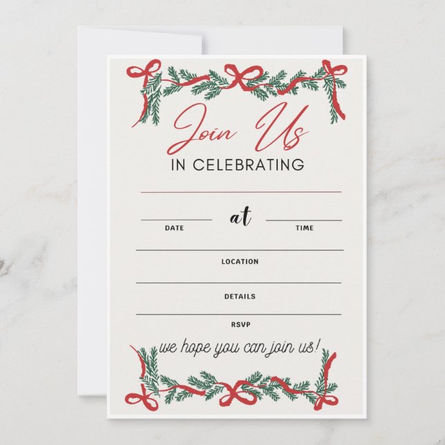 Invites Cards for Christmas, Wedding Invitation (Front)