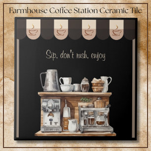 Inviting Black Farmhouse Coffee Station Decorative Ceramic Tile