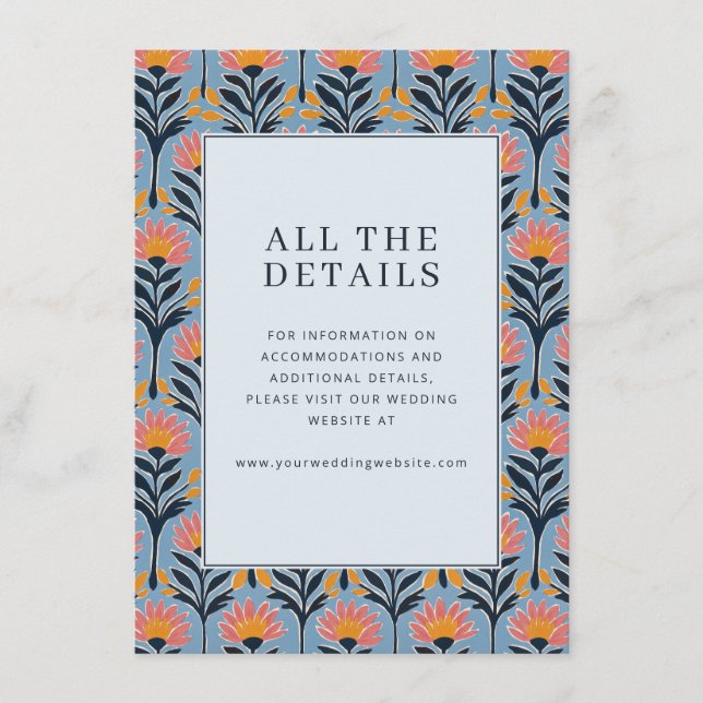 Inviting Blue Floral Border Enclosure Card (Front)