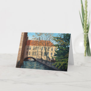 Inviting Bruges Canel Impressionistic Oil Painting Thank You Card