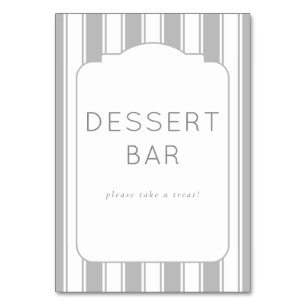 Inviting Gray Minimalist Dessert Bar Sign Table Number