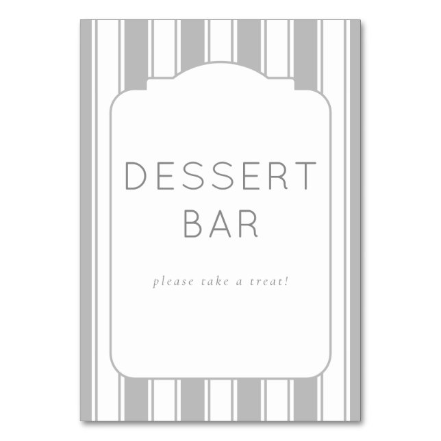 Inviting Gray Minimalist Dessert Bar Sign Table Number (Front)