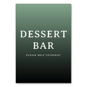 Inviting Green Gradient Dessert Bar Sign Table Number