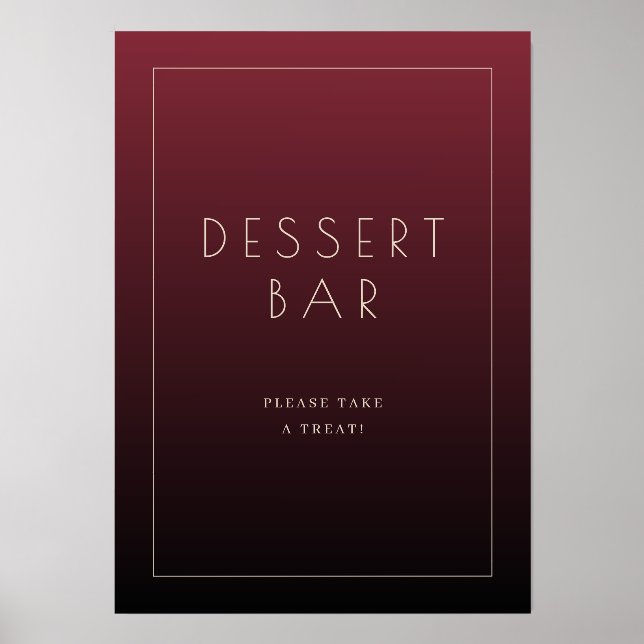 Inviting Maroon Minimalist Dessert Bar Sign Holder (Front)
