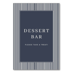 Inviting Navy Blue Minimalist Dessert Bar Sign Table Number