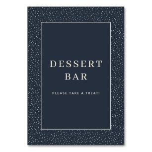 Inviting Navy Minimalist Dessert Bar Sign Table Number
