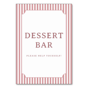 Inviting Pink Striped Dessert Bar Sign Table Number