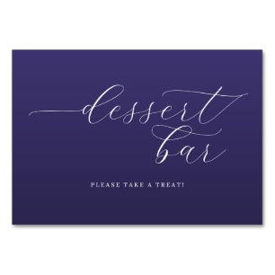 Inviting Purple Cursive Dessert Bar Sign Table Number