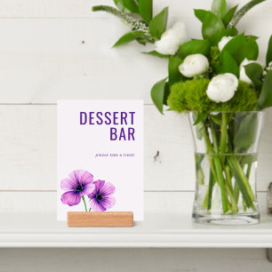 Inviting Purple Floral Dessert Bar Sign Holder