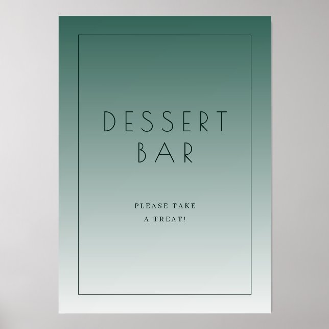 Inviting Teal Minimalist Dessert Bar Sign Holder (Front)