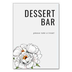 Inviting White Floral Dessert Bar Sign Table Number