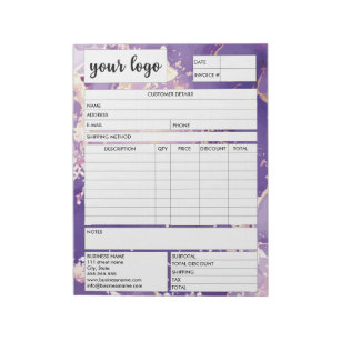 Invoice Business Sales Form Receipt, Add Logo  Notepad
