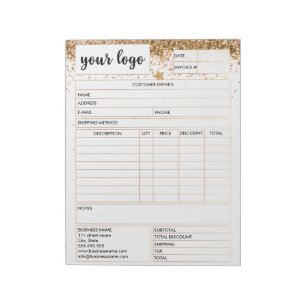 Invoice Business Sales Form Receipt, Add Logo Notepad