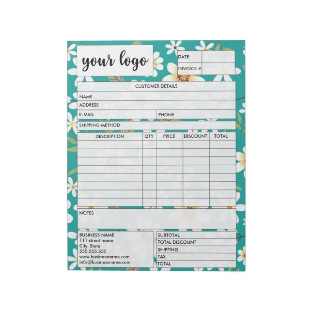 Invoice Business Sales Form Receipt, Add Logo Notepad (Rotated)