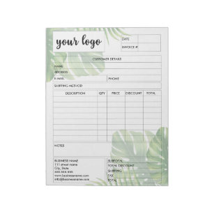 Invoice Business Sales Form Receipt, Add Logo Notepad