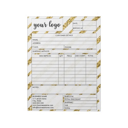 Invoice Business Sales Form Receipt Add Logo Notepad
