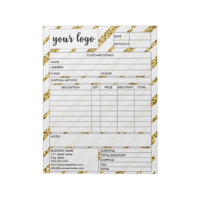 Invoice Business Sales Form Receipt, Add Logo Notepad (Rotated)