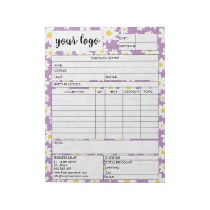 Invoice Business Sales Form Receipt, Add Logo Notepad