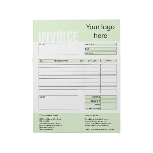 Invoice Form Business Quotation Add Logo Notepad