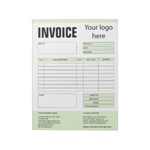 Invoice Form Business Quotation Add Logo Notepad