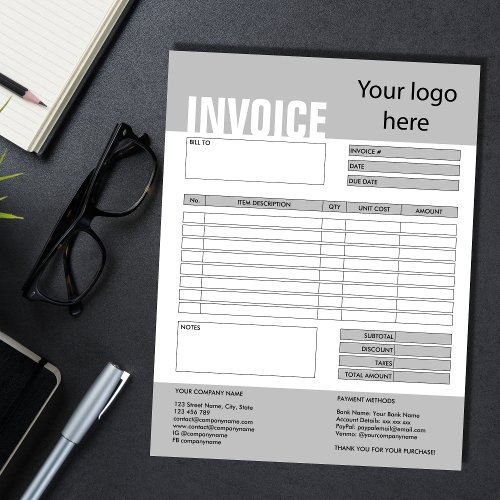 Invoice Form Business Quotation Add Logo Notepad