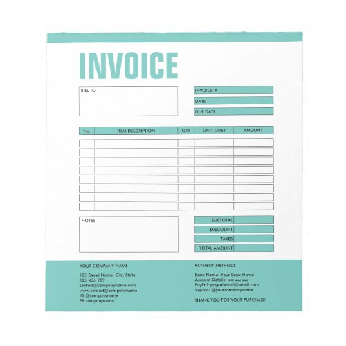 Invoice Form Business Quotation Add Logo Notepad