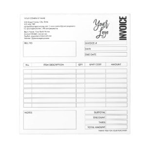 Invoice Form Business Quotation Add Logo Notepad