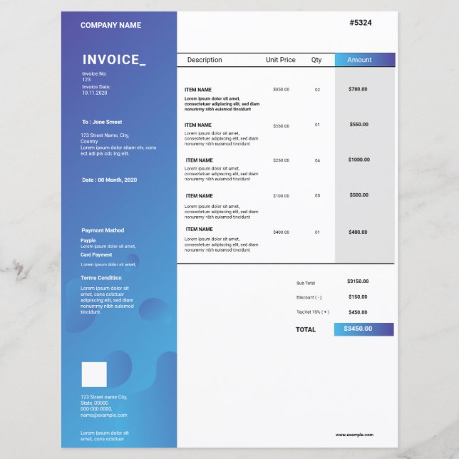 Invoice template (Front)