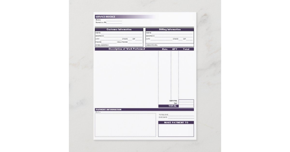 Invoice template Zazzle