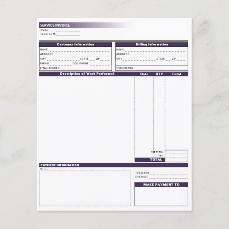 Invoice template Zazzle