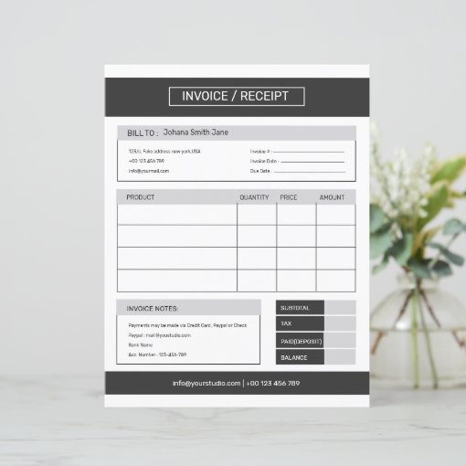 Invoice template Zazzle