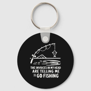 Invoices In My Head Fishing Funny Accounting Cpa Keychain