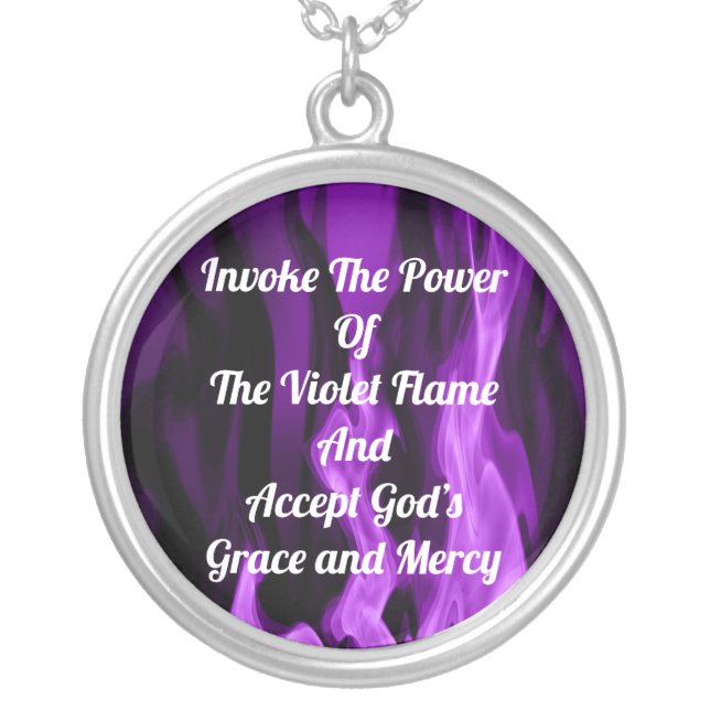 Invoke The Violet Flame Silver Plated Necklace (Front)