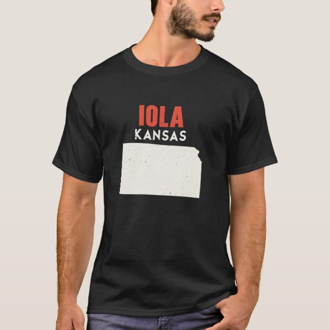 Iola Kansas USA State America Travel Kansan  T-Shirt (Front)