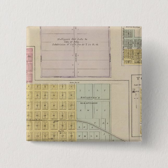 Iola, Torrance, and Kellogg, Kansas Pinback Button (Front)