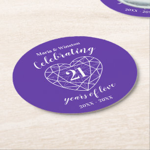 Iolite anniversary 21 years party purple coasters