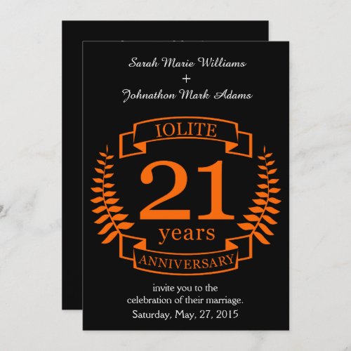 Iolite Gemstone wedding anniversary 21 years Invitation