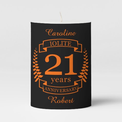 Iolite Gemstone wedding anniversary 21 years Pillar Candle