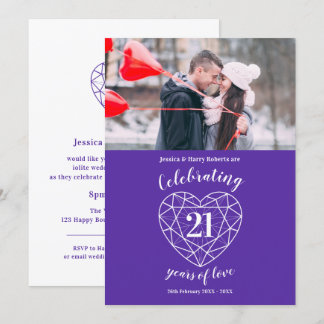Iolite heart anniversary 21 years photo purple invitation