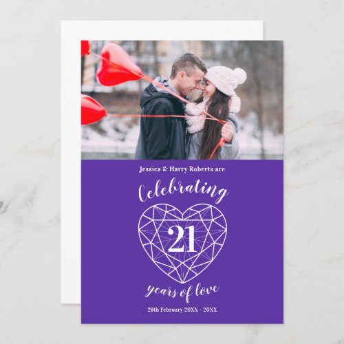 Iolite heart anniversary 21 years photo purple invitation