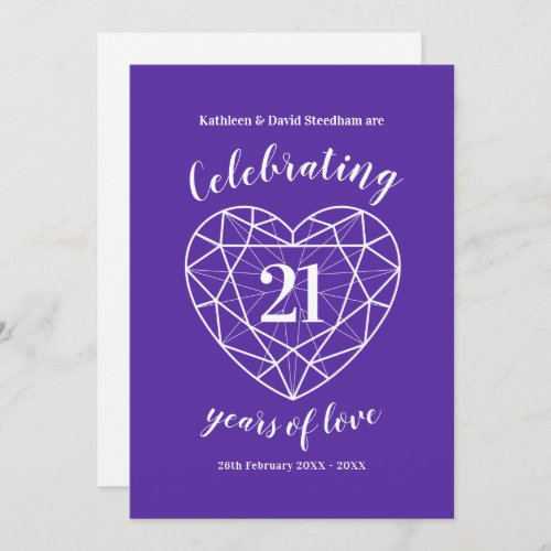 Iolite Weddding Anniversary 21 years of love Invitation