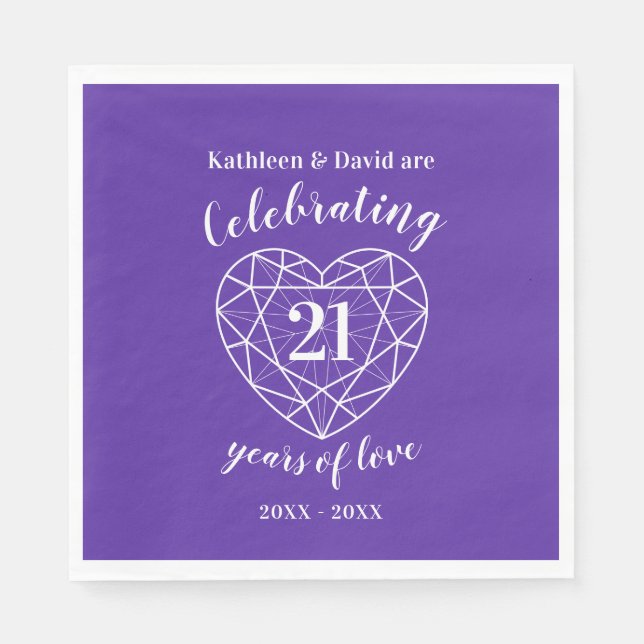 Iolite wedding anniversary 21 years of love napkins (Front)