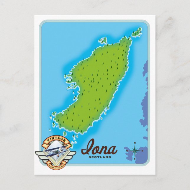 Iona scotland map postcard (Front)