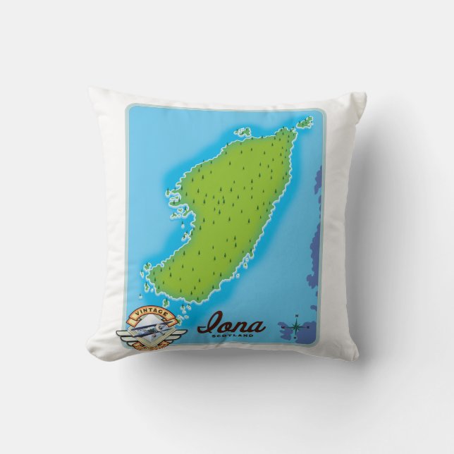 Iona scotland map throw pillow (Front)
