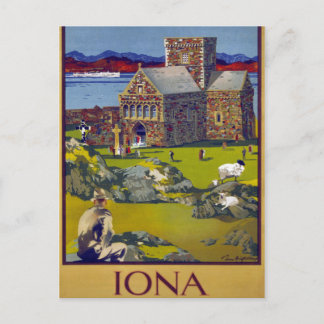Iona Scotland Vintage Travel Poster Restored Postcard