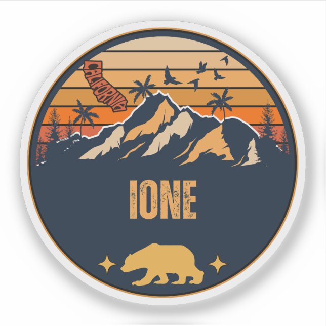 Ione, California Sticker (Front)