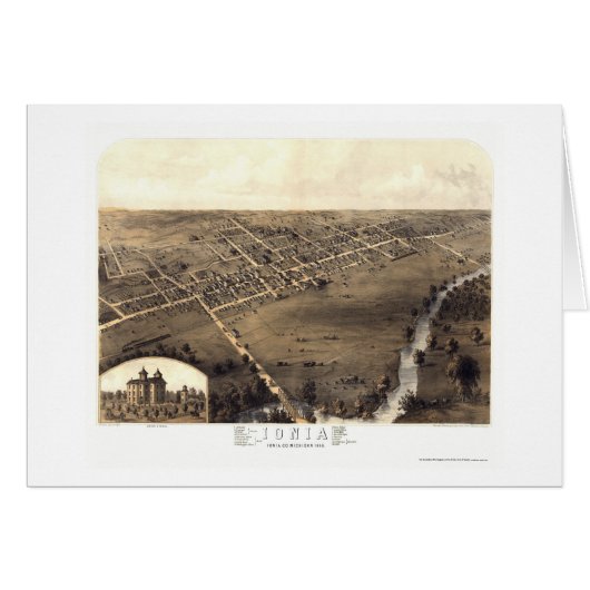 Ionia, MI Panoramic Map - 1868 Cards (Front Horizontal)